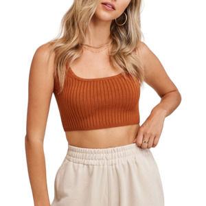 Eva Earth Knit Ribbed Sweater Cropped Top